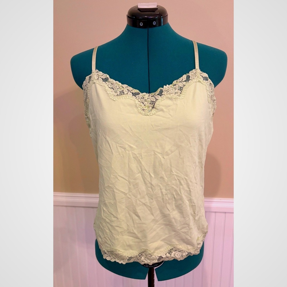VTG St Johns Bay Lace Cami Y2K Tank Top‎ Womens XL Green Fairytop